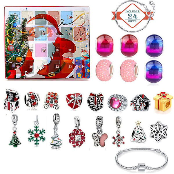 2024 Christmas Calendar with 24 Days DIY Bracelet Charms Beads Charm Blind Box Kids Girls Gifts