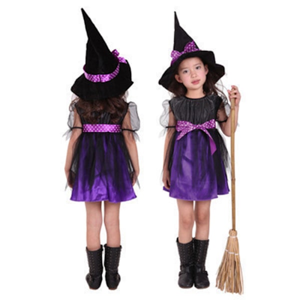 Halloween Kostume til Børn - Hexe Cosplay Halloween Tøj Cosplay Tilbehør b purple 120cm short witch