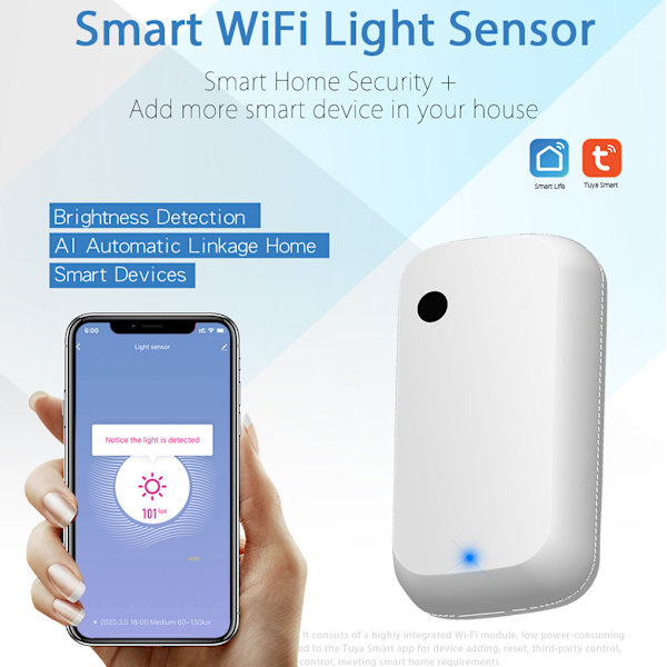 ABS intelligent ljussensor för smart hemautomatisering Tuya