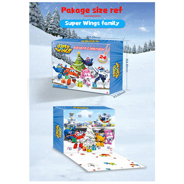 Super Wings Eksklusiv Bursdag Jul Gave Adventskalender 24stk Julestørrelse Blinde Dører Flyrobot Actionfigurer Barn Leke Advent Calendar