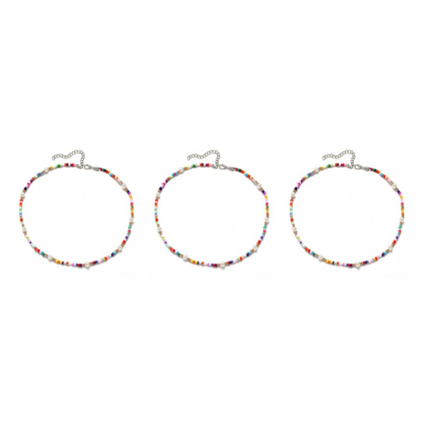 1/2/3/5 Pärlhalsband Pärlchoker Justerbar Kedja Boho Typ 4 Type 4 3PCS