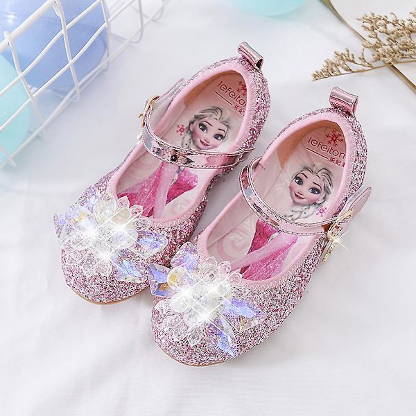 Frozen Elsa sandaler Prinsesskor, halkfria kristallskor Pink 31-Insole 19.5CM