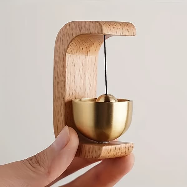Magnetisk vindklocka dörrklocka bokträ koppar dörrpåminnelseklocka heminredning för entré Beech Brass Wind Chime Ornament