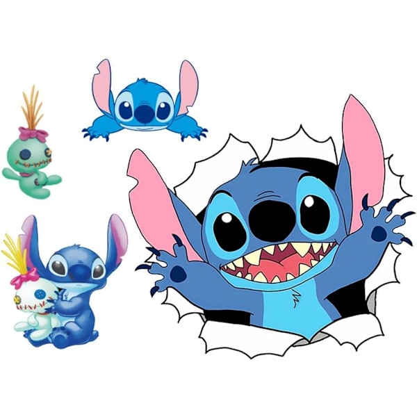 Lilo ja Stitch -seinätarrat Lasten piirrosseinätaidetta Stitch-seinä