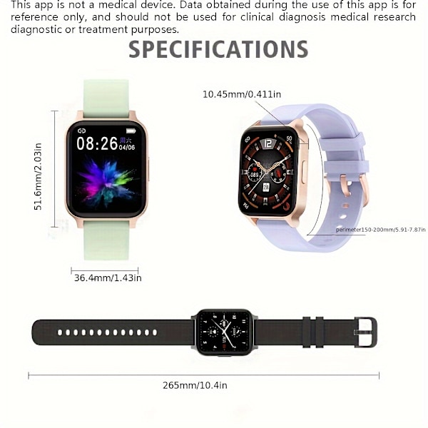 Smartklocka, 1,69 tum Full Touchscreen Smartwatch, Fitness Tracker, Vattentät Stegräknare Klocka
