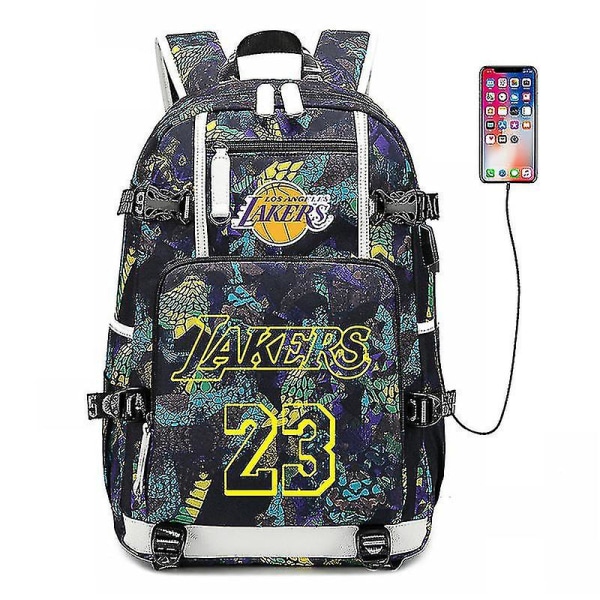 Lakers 23 Lebron James -painatettu reppu, matkalaukku, opiskelijareppu blue