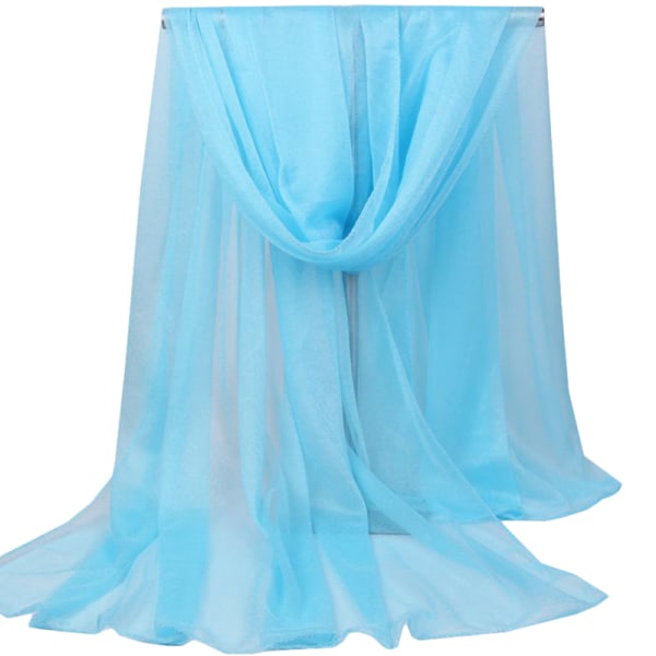 Naisten yksivärinen poncho silkkihuivi taivaansininen sky blue 165*85cm