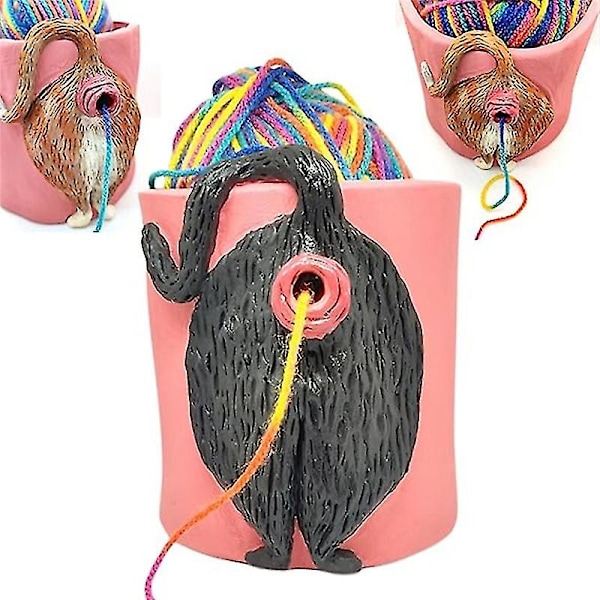 Yarn Bowl for Knitting Funny Cat Booty Yarn Bowl Pet Lover Knitter Crocheter Gifts