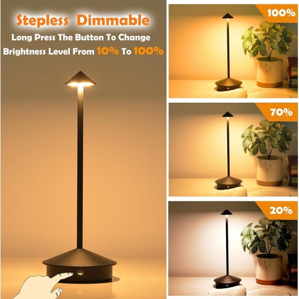 Dimbar LED-bordslampa i aluminium, IP54-skydd, för inomhus- och utomhusbruk, laddningsbas med kontakt, H29cm, EU-kontakt - Corten-WELLNGS Gray