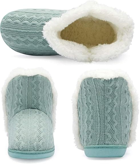 Varma Bootiestofflor för Kvinnor, Fluffiga Plåster, Inomhus & Utomhus, Vinterbootiestofflor