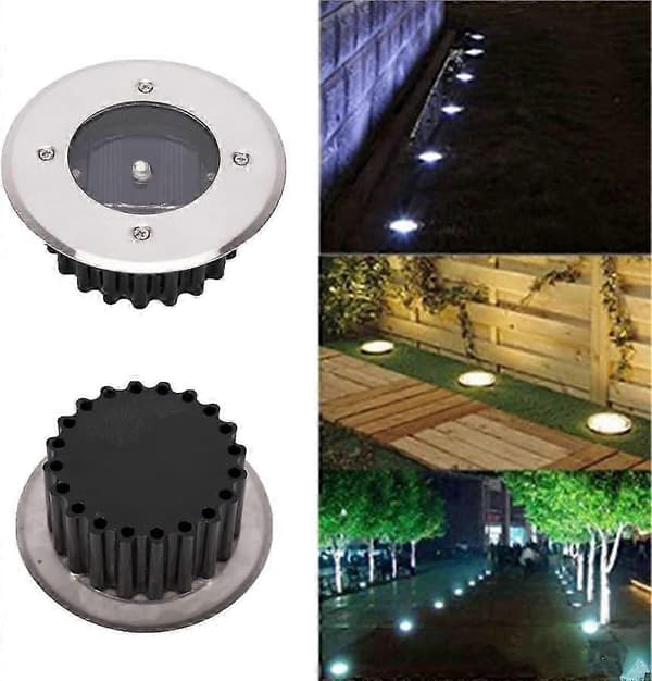 LED Solcelle Bakkelampe 10-pakning, IP65 Vanntett (Kald Hvit, Rund)