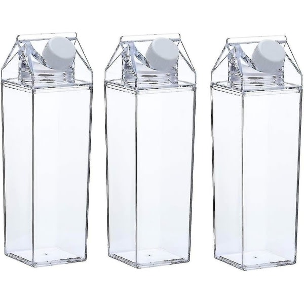 3-pack mjölkförpackningsflaska klar fyrkantig mjölk plast läckagesäker kopp-yyc