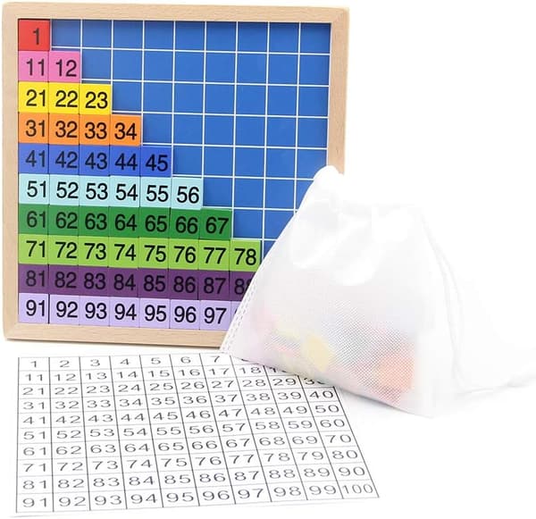 Hundleksak i trä, 100 digital bräda Montessori matte leksak[qb]