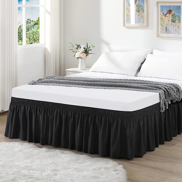 Sengeskørt elastisk sengeskørt Sort Black 100x200x38cm