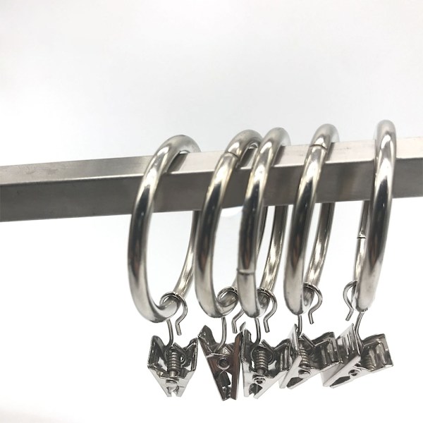 Gardinklips - Metallgardinstang - Voile Net Ring Hooks Sølv Silver 1PC
