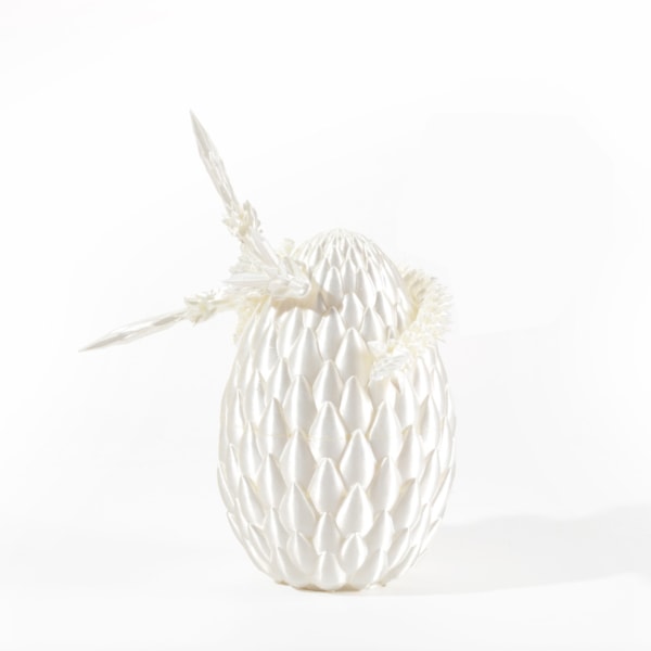 3D-tulostettu lentävien lohikäärmeiden munasarja koriste viehättävä muoti koristeellinen malli pojalle tytölle naisille miehille Silk White