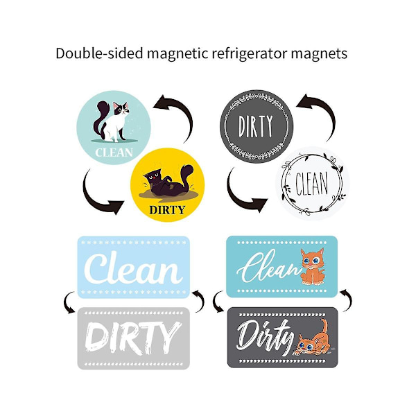 4 st diskmaskinsmagneter ren/smutsig skylt fönsterlucka ändras endast dubbelsidig flip diskar ren/smutsig skylt