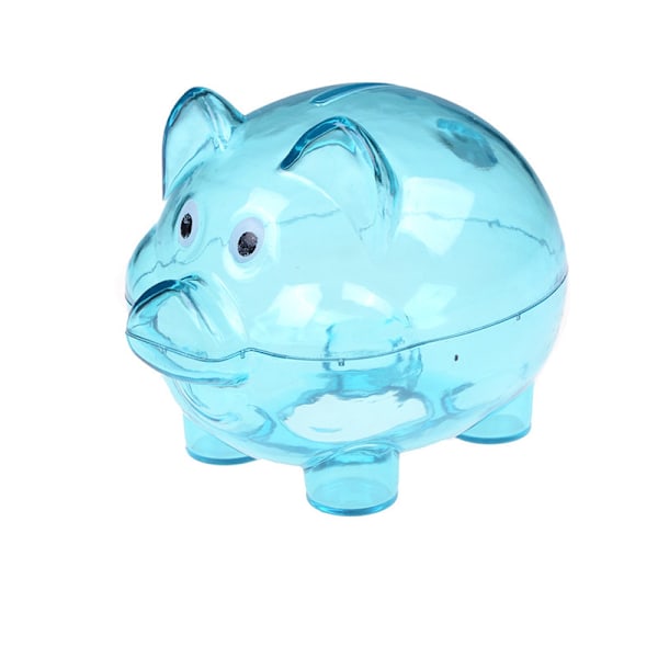 Baby Plastik Piggy Bank Mønt Penge Kontanter Samlebar Sparebøsse Blue