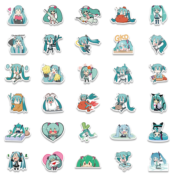 65 st Cartoon Hatsune Miku Graffiti Dekaler Gitarr Resväska La