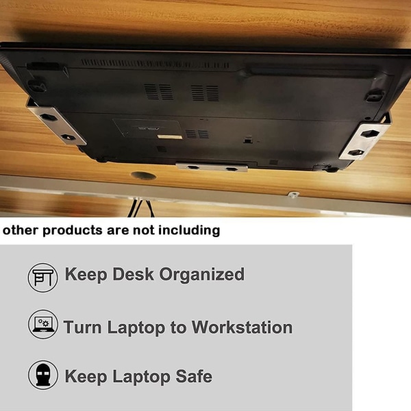 Bærbar computer opbevaring Hylde under skrivebord med skruer Computer justering black One-size
