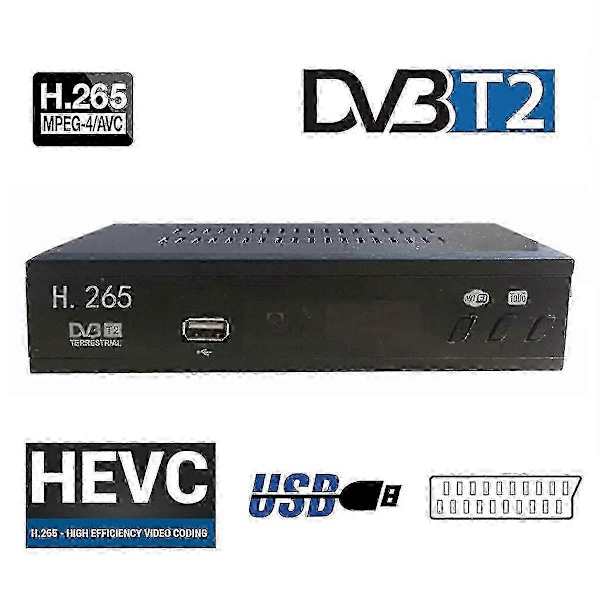 Dvb T2 Hevc 265 Digital TV-tuner Dvb-t2 265 1080p Hd-dekoder Usb Terrestrial TV-mottagare Epg Set To