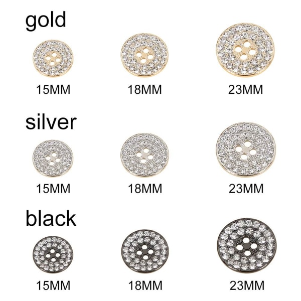 Metallknappar med strass, SILVER 23MM 10 st silver 23MM10pcs-10pcs