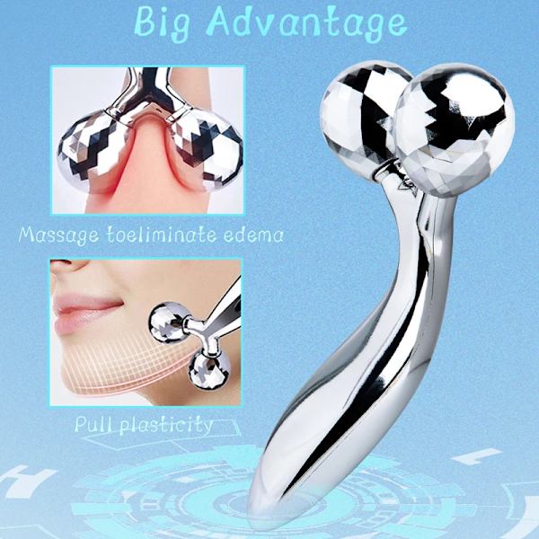 3D Roller Massager Ansiktsmassasjer Y-form 360 ​​Roter Tynn Ansikt Kroppsforming Avslapping Løft Rynker Ansiktsmassasjer