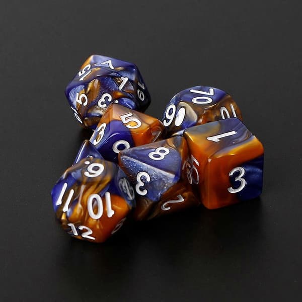 7 st/set Akryl Polyhedral Tärningar För TRPG Brädspel D4-D20 Röd och vit{h} Black blue