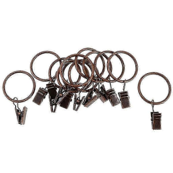 12-pack gardinringar med klämmor, 25 mm och 32 mm draperiringar för upphängning av draperier Copper 25mm