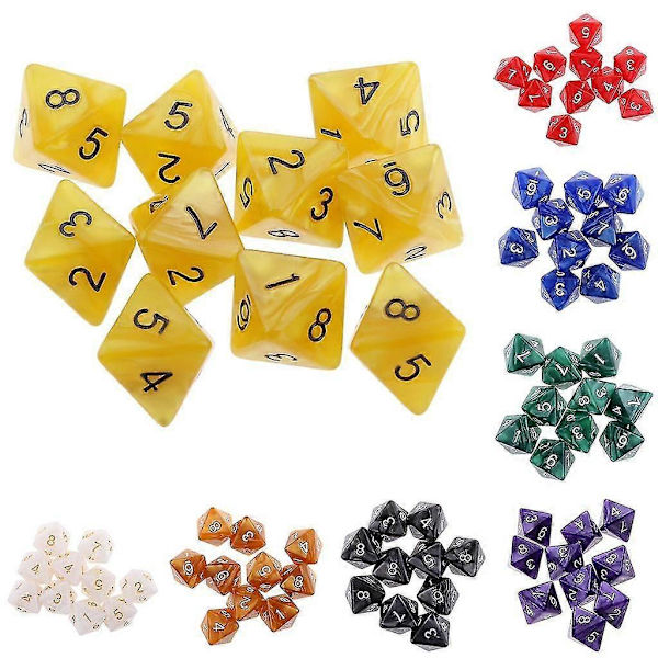 D8 Polyhedral terningesæt 10 stk. til bordrollespil, MTG tilbehør, gule akryl D8 terninger{h}