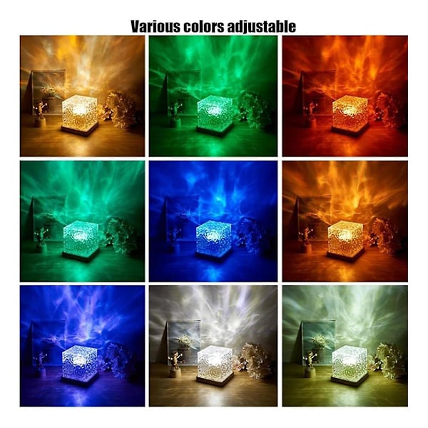 Aurora Norrskenlampa, Vågkubslampa, Projektor, 16 Färger Vattenvågseffektlampa för Sovrum