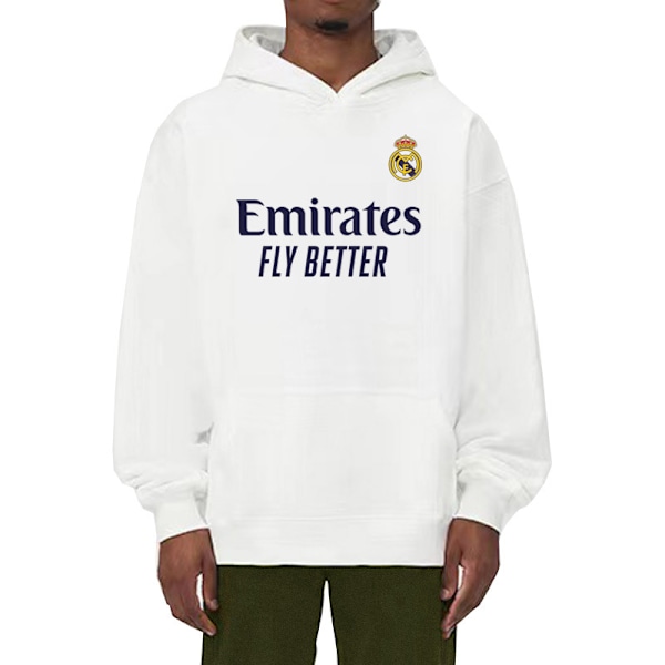 Fotball Sport Real Madrid Mbappe Hoodie Genser Herr Høst Ungdom Trendig Merke Løse Skuldre Langarmet Topp Svart black XXXL