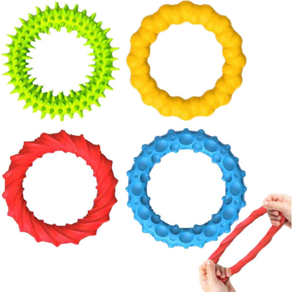 Sensoriska Stretcharmband | Fidgetleksaker för småbarn och barn - Gummiband, 4-pack{wh}