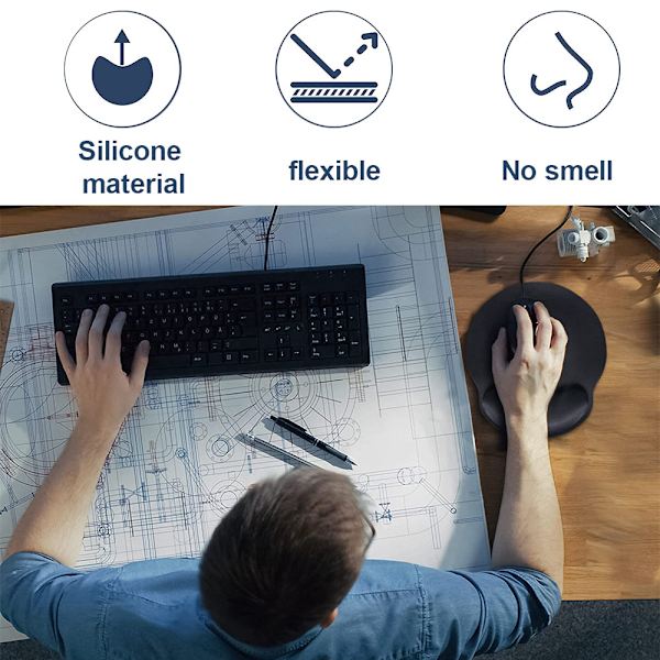 Håndledsstøtte i memory foam til mus og tastatur, skridsikker