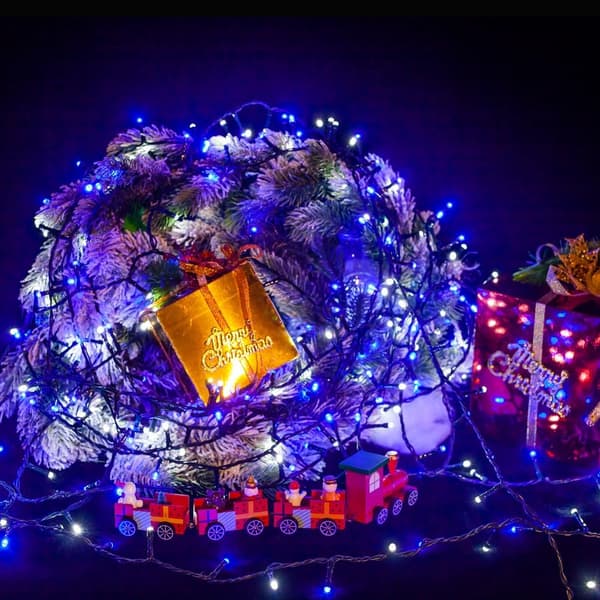 (Blå) 20 meter, 200 LED-lys, ideell for både innendørs og utendørs bruk[BT} A