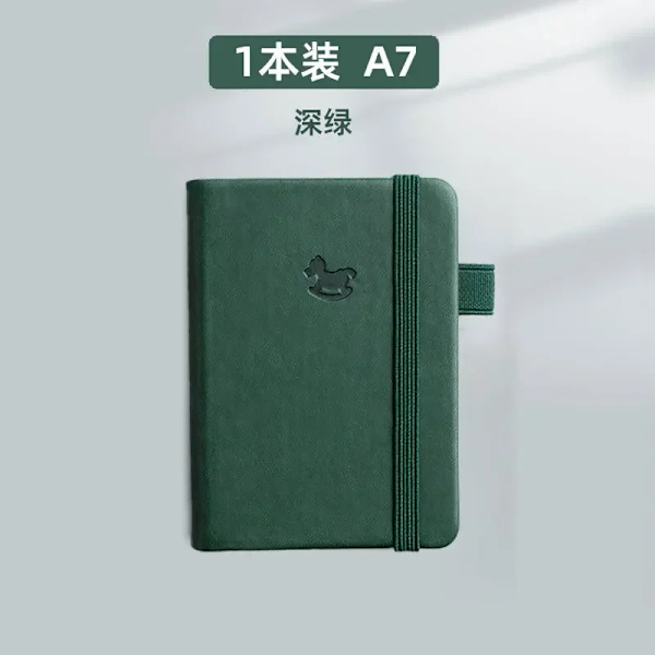Mini A7 Fickanteckning Handgjord Läder 100 Ark Anteckningsblock Bärbar Resedagbok Planerare Schema Kawaii Skola Kontorsmaterial Mörkgrön dark green A7