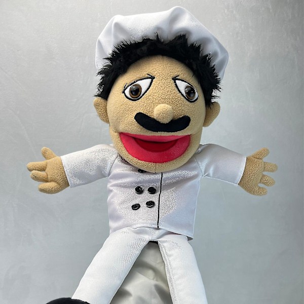 Jeffy Puppet Plysj Dukke, Jeffy Puppets Sml Leke, Slem Morsom Dukke Leke med Fungerende Munn, For Barn Gutter Jenter Rollespill, Storytelli Chef PP Manager PP 55CM