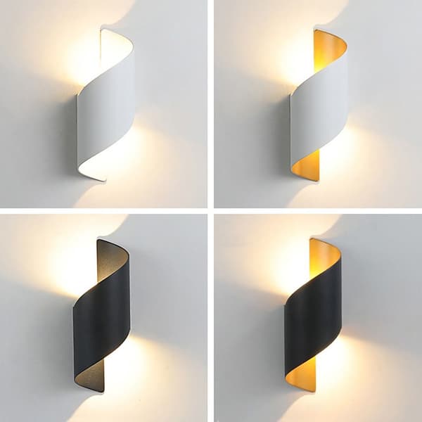 {hw} Spiral Design LED Væglampe Moderne Nordisk Sconce Lampe SORT sort black cold white light-cold white light