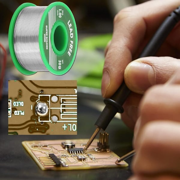 Lödkabel, mjukt tenn med kolofoniumkärna för elektrisk lödning (1,0 mm, 30 g, Sn99,3 %, Cu0,7 %)