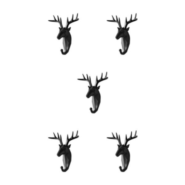 1/2/3/5 Robust og holdbar dyrehoved nøglekrog til enkelt sort (hjort) black (deer) 5 Sets