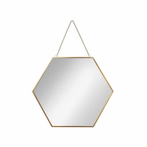 21 x 24 cm mässingsram hexagonal badrumsspegel med upphängning