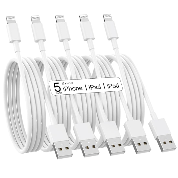 iPhone Oplader 5-pak 6/6/6/10/10 FT Lang Lightning Kabel Hurtig Opladning