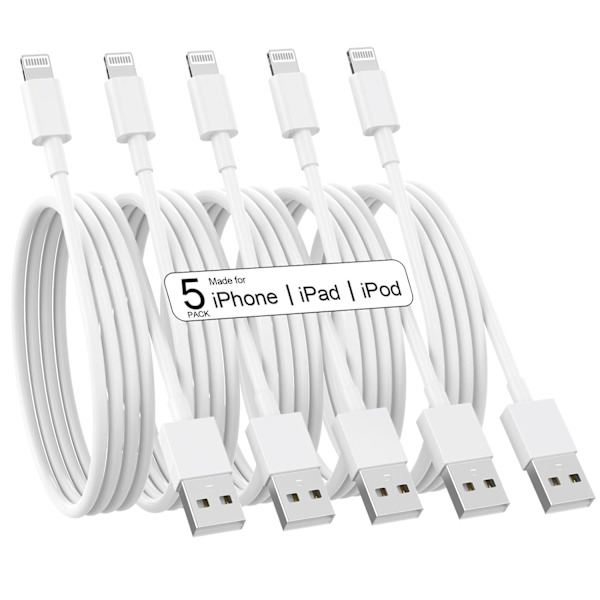 Laddare för iPhone 5-pack 6/6/6/10/10 fot lång Lightning-kabel Snabbladdning