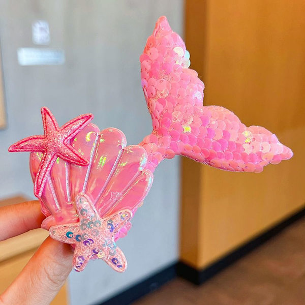 3 kpl Mermaids Tail Hårpihdit Värikkäät Paljetit Hårpihdit PINKKI pink