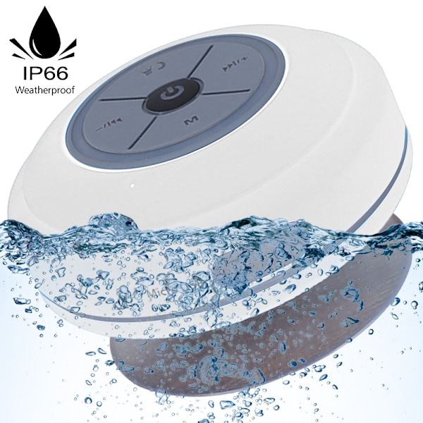 Waterproof Bluetooth LED shower speaker FM radio, white