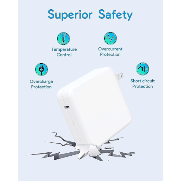 60w Mac Book Pro-lader - Erstatning 60w L-spiss Mac-lader Gammel Mac Book-lader, Universell strømadapter L-type Kompatibel med Mac Book Pro 13 tommer