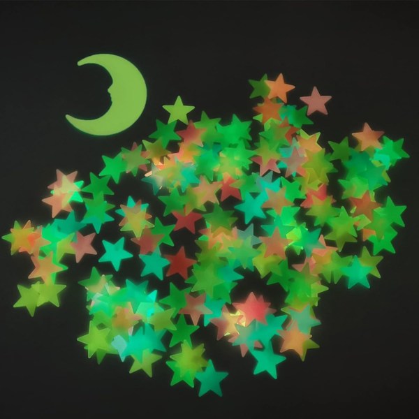 Realist 3D Stjärnhimmel, 200 Stycken 4 Färger Glow-in-the-Dark S