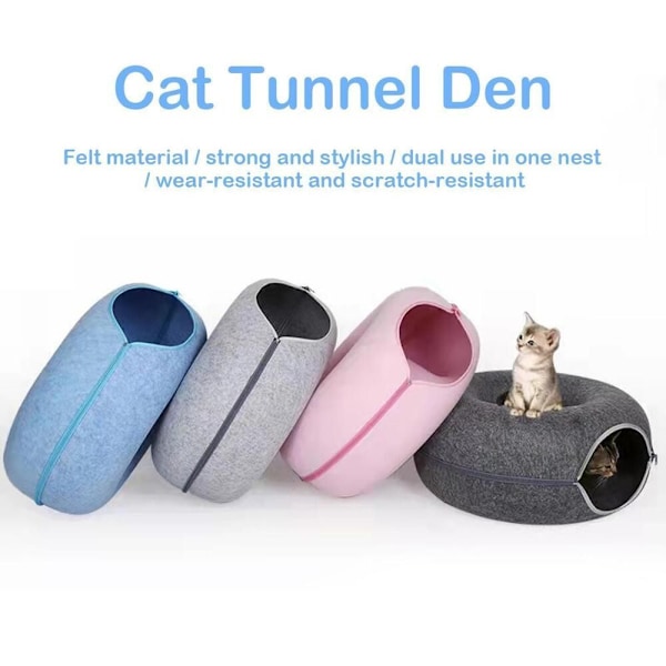 Kattkoja Kattunnel Donut BLÅ Blue