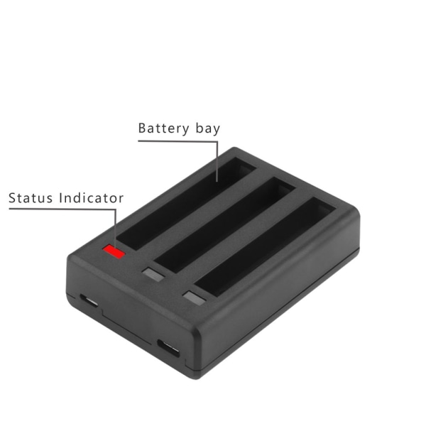 Batterilader 3-veis batterilading black