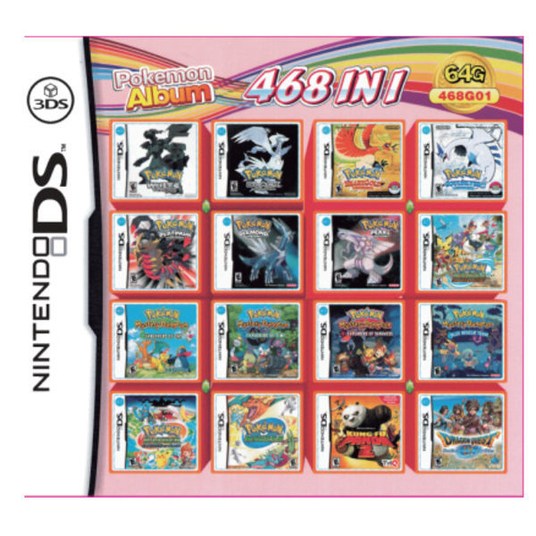3DS NDS -pelikorttiyhdistelmäkortti 520 in 1 NDS -yhdistelmäkortti NDS-kasetti 208/482 IN1 468 in 01